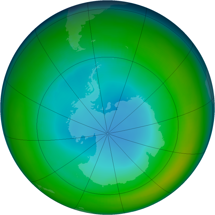 Antarctic ozone map for July 1992